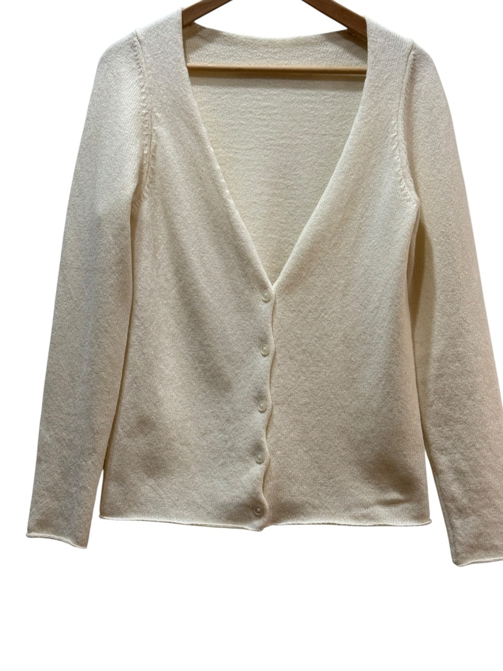 Brandy Melville Cream Wool Blend V-Neck Preppy Cardigan Medium